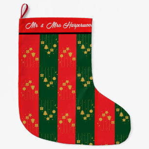 Elegant Modern first Christmas Mr & Mrs Couple Large Christmas Stocking
