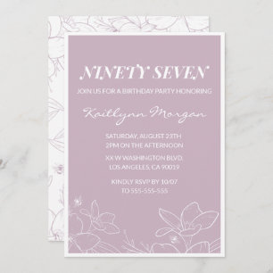Elegant Modern Floral 97th birthday invitations