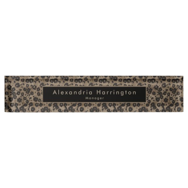 Elegant Modern Floral Acrylic New Job Gift  Desk Name Plate (Front)