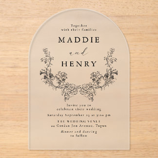Elegant Modern Floral Acrylic Wedding Invitation