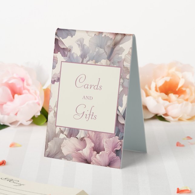 Elegant Modern Floral Blush Cards & Gifts Wedding Table Tent (In SItu (Wedding))