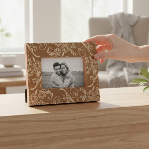 Elegant Modern Floral Botanical Pattern Wooden Engraved Frames