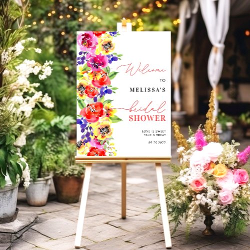 Elegant Modern Floral Bridal Shower Welcome Foam Board