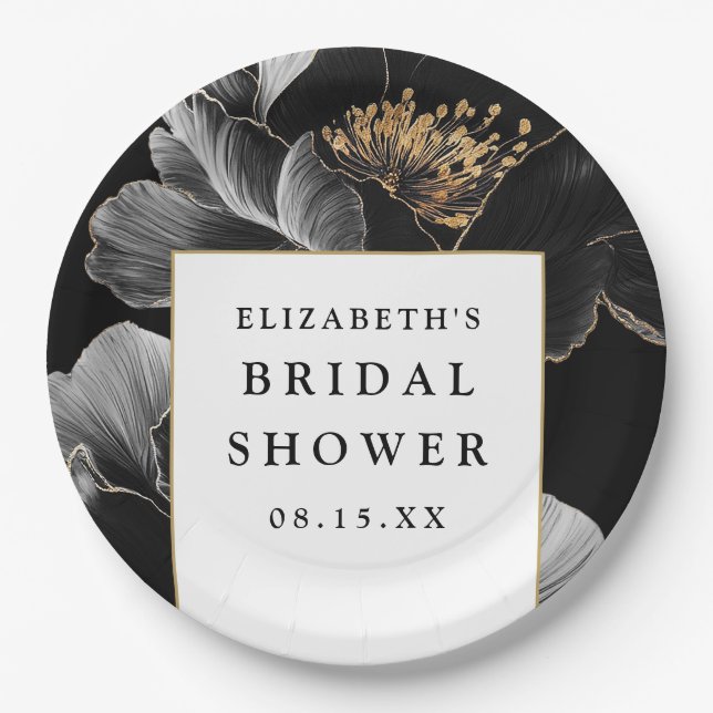 Elegant Modern Floral Chic Bridal Shower Paper Plates (Front)