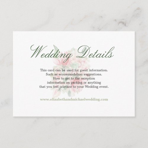 Elegant Modern Floral Chic Jewish Wedding Details Enclosure Card