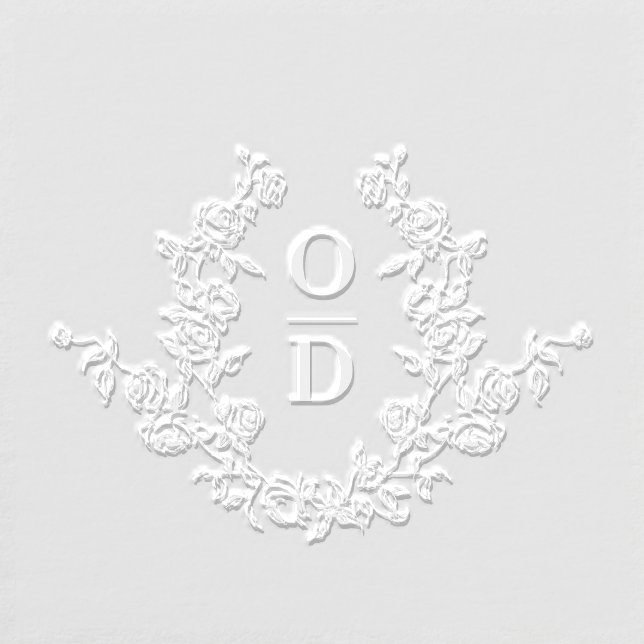 Elegant Modern Floral Crest Monogram Wedding Embosser (Design)