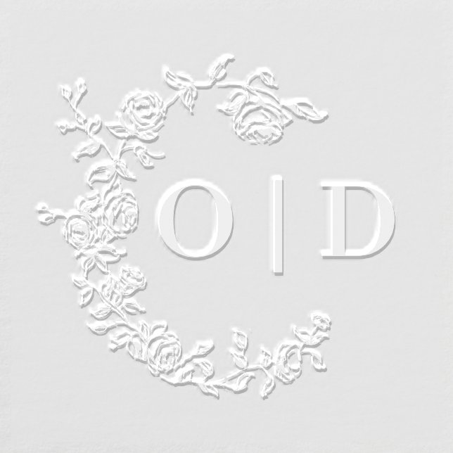 Elegant Modern Floral Crest Monogram Wedding Embosser (Design)