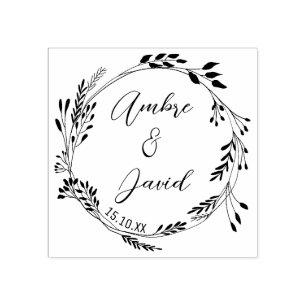 Elegant, Modern, Floral Crown Rubber Stamp
