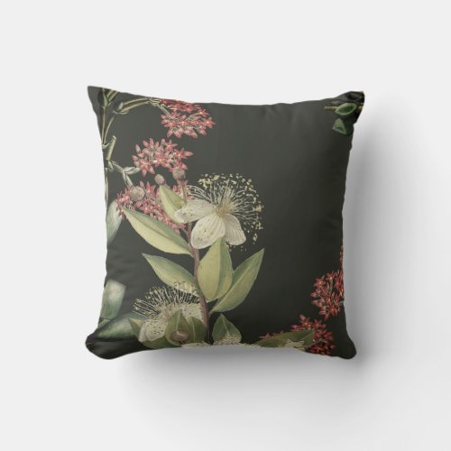 Elegant Modern Floral Design Olive Throw Pillow