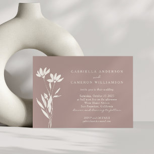 Elegant Modern Floral Dusty Mauve Wedding Invitation
