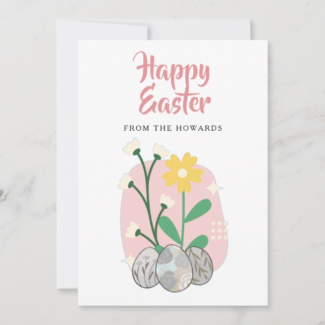 Elegant Modern Floral Easter | Happy Easter Photo Holiday Card (Front)