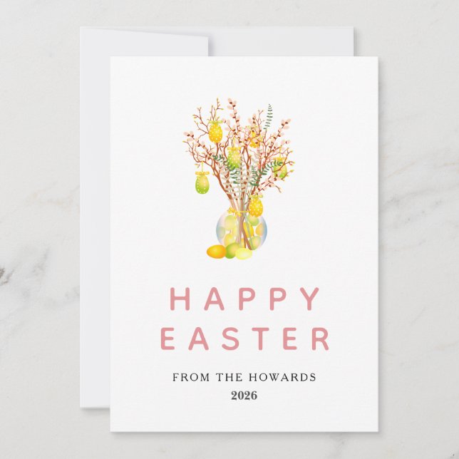 Elegant Modern Floral Easter | Happy Easter Photo Holiday Card (Front)
