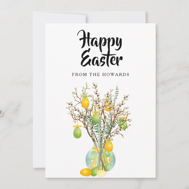 Elegant Modern Floral Easter | Happy Easter Photo Holiday Card (Front)