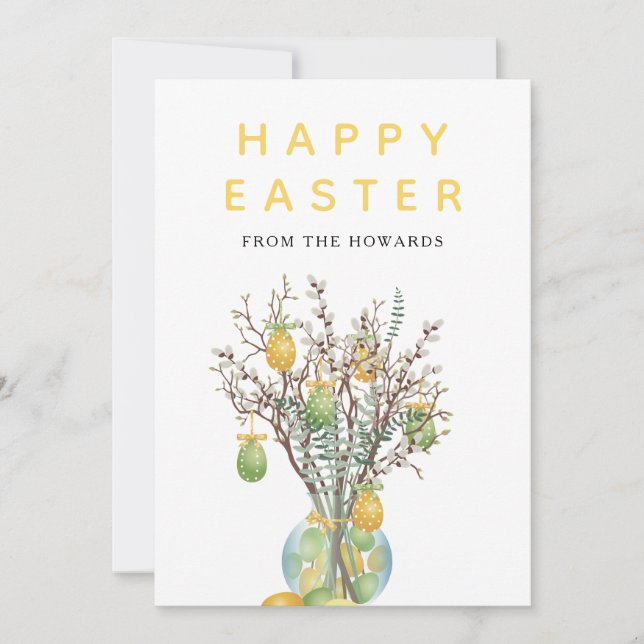 Elegant Modern Floral Easter | Happy Easter Photo Holiday Card (Front)