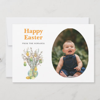 Elegant Modern Floral Easter | Happy Easter Photo Holiday Card