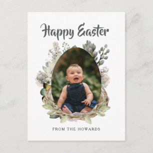 Elegant Modern Floral Easter   Happy Easter Photo Holiday Postcard