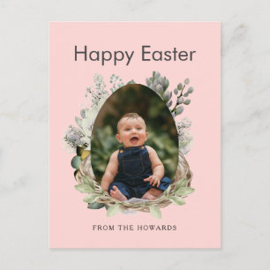 Elegant Modern Floral Easter Happy Easter Photo Holiday Postcard