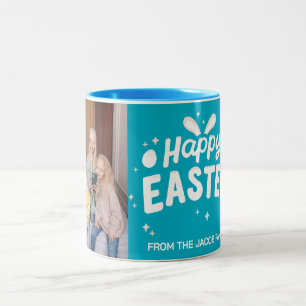 elegant modern Floral Easter one family photo Two-Tone Coffee Mug