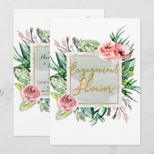 Elegant Modern Floral Engagement Shower Invitation
