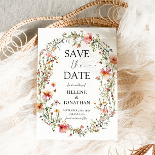 Elegant Modern Floral Garden Wildflower Wedding Save The Date
