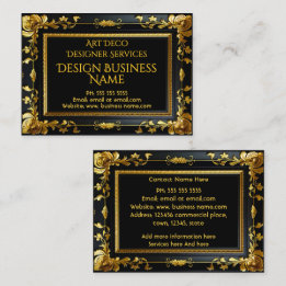 Elegant Modern Floral Gold Black Ornate Business Card