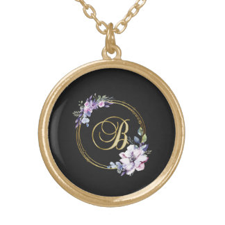 Elegant Modern Floral Gold Frame Plated Necklace