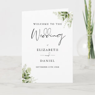 Elegant Modern Floral Greenery Wedding Program