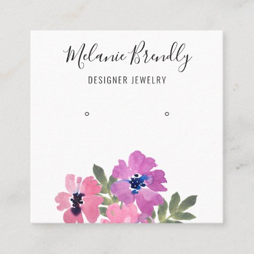 Elegant Modern Floral Jewelry Earring Display  Square Business Card