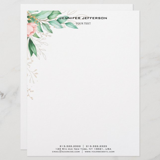 Elegant Modern Floral Letterhead (Front/Back)