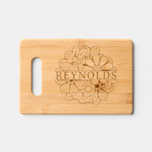 Elegant Modern Floral monogram etched Engraved Cutting Board