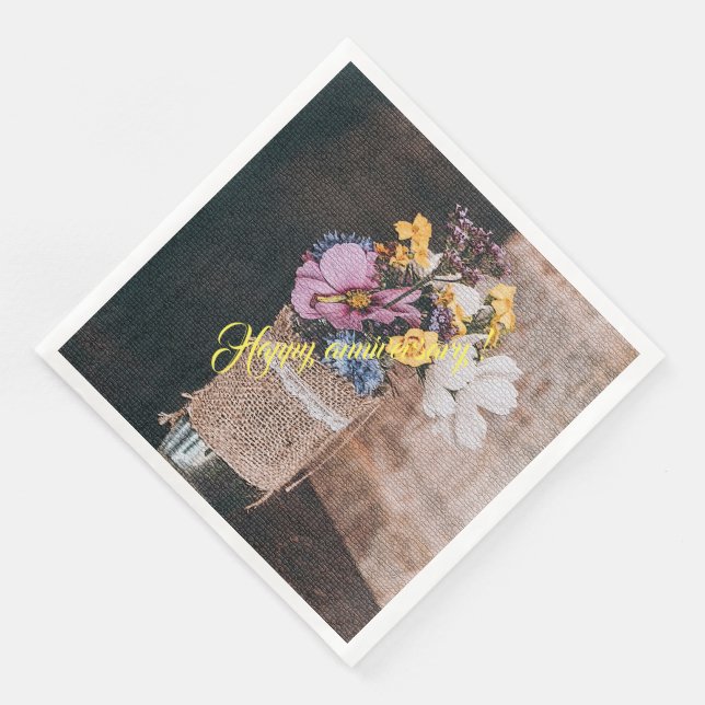 Elegant Modern Floral Paper Dinner Napkins (Corner)