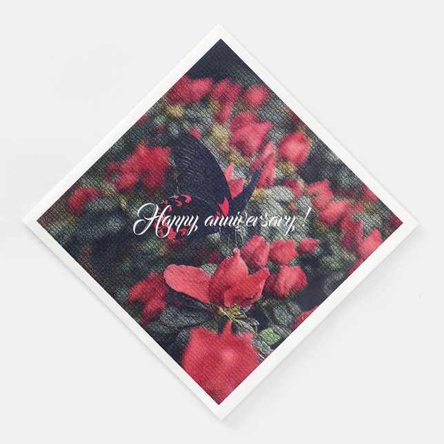 Elegant Modern Floral Paper Dinner Napkins (Corner)