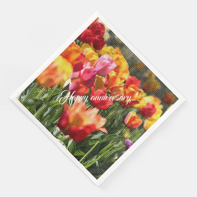 Elegant Modern Floral Paper Dinner Napkins (Corner)