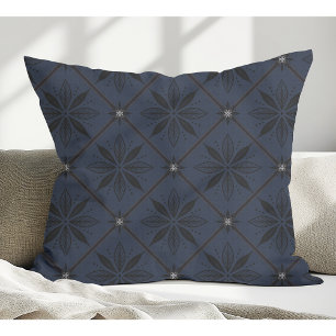 Elegant Modern Floral Pattern Blue Throw Pillow
