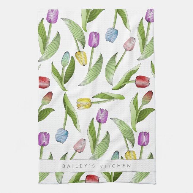 Elegant Modern Floral Pattern Colorful Tulip