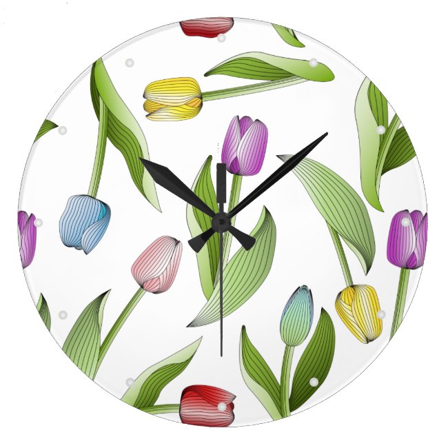 Elegant Modern Floral Pattern Colorful Tulips
