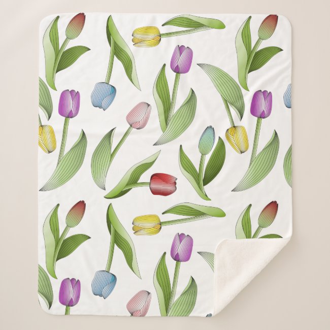 Elegant Modern Floral Pattern Colorful Tulips