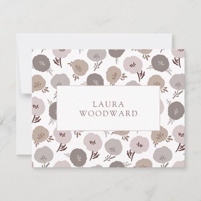 Elegant Modern Floral Pattern Personalized Note Card (Front)