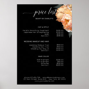 Elegant, Modern, Floral Peony price list Poster