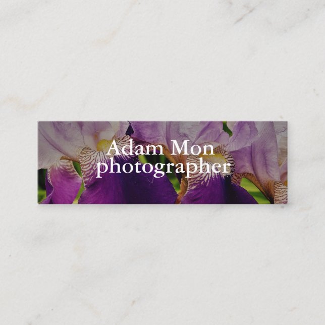 Elegant Modern Floral Photo Mini Business Card (Front)
