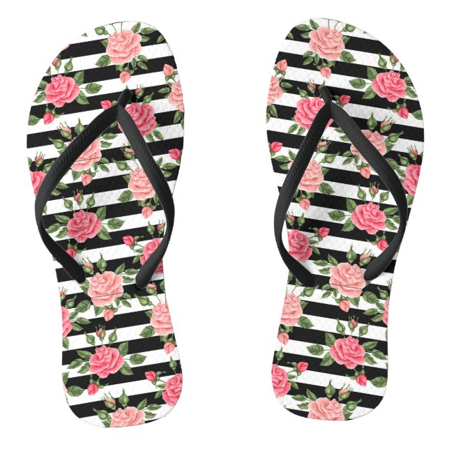 Elegant Modern Floral Rose Flip Flops (Footbed)