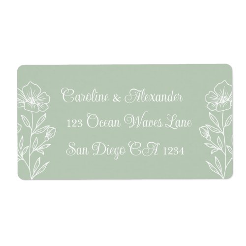 Elegant Modern Floral Sage Green Return Address Label