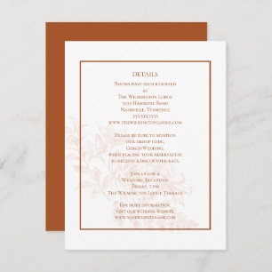 Elegant Modern Floral Terra Cotta Wedding Details Enclosure Card