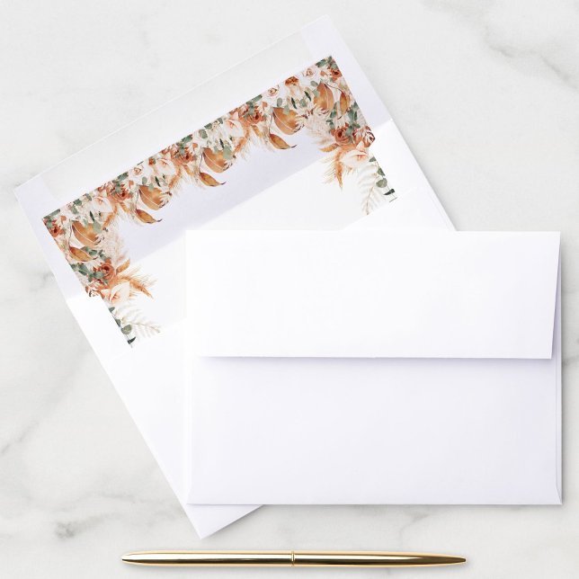 Elegant Modern Floral Terracotta Fall Wedding  Envelope Liner (Creator Uploaded)