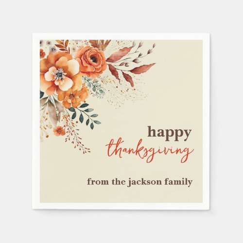 Elegant modern floral thanksgiving napkins