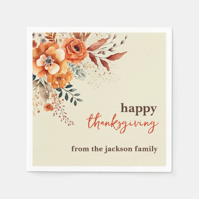 Elegant modern floral thanksgiving napkins (Front)