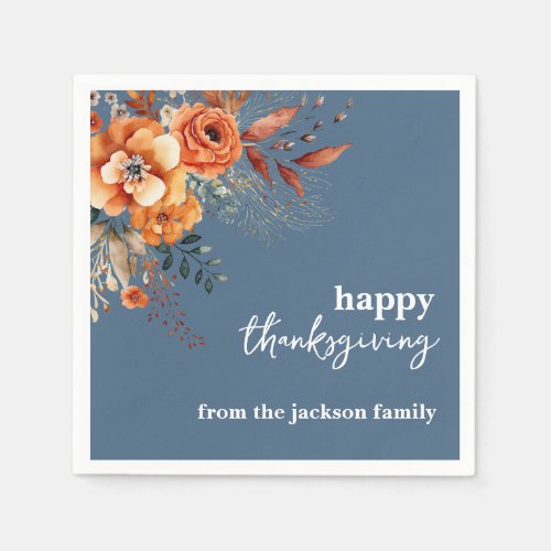 Elegant modern floral thanksgiving  napkins