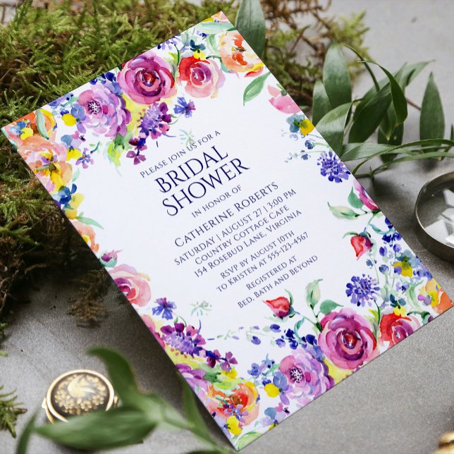 Elegant Modern Floral Watercolor Bridal Shower Invitation (Creator Uploaded)