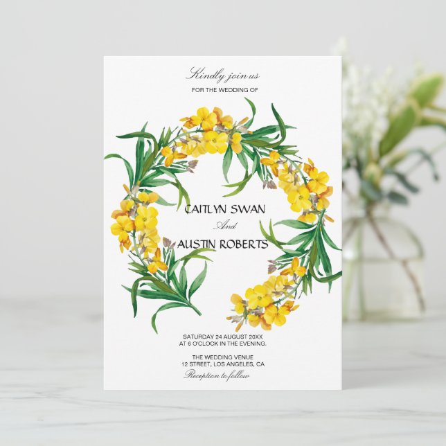 Elegant Modern Floral Watercolor Invitation (Standing Front)