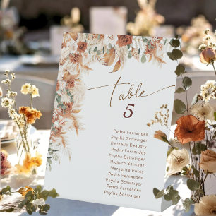 Elegant Modern Floral Wedding Table Number Pedestal Sign